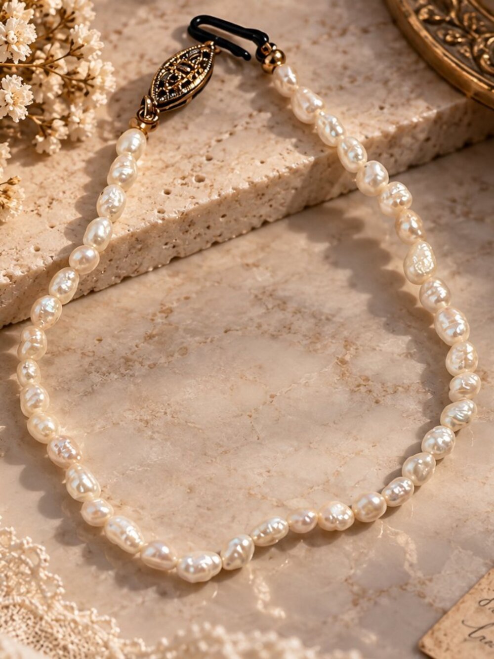 Vintage Genuine Freshwater Rice Pearl Strand Bracelet